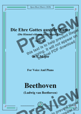 page one of Beethoven-Die Ehre Gottes aus der Natur,in E Major,for Voice and Piano