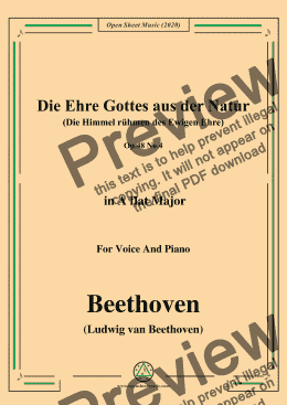 page one of Beethoven-Die Ehre Gottes aus der Natur,in A flat Major,for Voice and Piano