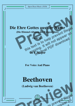 page one of Beethoven-Die Ehre Gottes aus der Natur,in F Major,for Voice and Piano