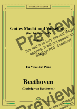 page one of Beethoven-Gottes Macht und Vorsehung,Op.48 No.5,in C Major,for Voice and Piano