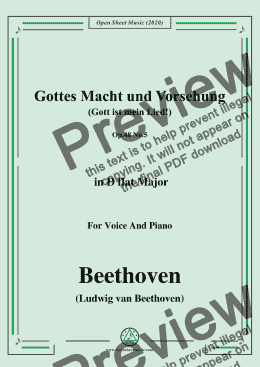 page one of Beethoven-Gottes Macht und Vorsehung,Op.48 No.5,in D flat Major,for Voice and Piano