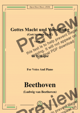 page one of Beethoven-Gottes Macht und Vorsehung,Op.48 No.5,in D Major,for Voice and Piano