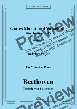 page one of Beethoven-Gottes Macht und Vorsehung,Op.48 No.5,in E flat Major,for Voice and Piano