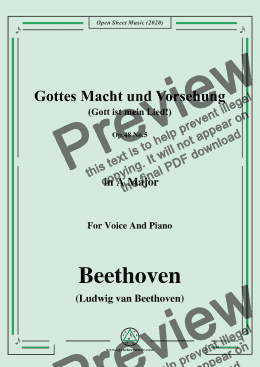 page one of Beethoven-Gottes Macht und Vorsehung,Op.48 No.5,in A Major,for Voice and Piano