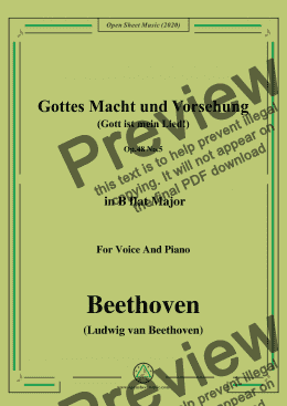 page one of Beethoven-Gottes Macht und Vorsehung,Op.48 No.5,in B flat Major,for Voice and Piano