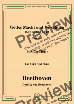 page one of Beethoven-Gottes Macht und Vorsehung,Op.48 No.5,in A flat Major,for Voice and Piano