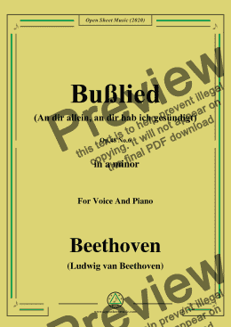 page one of Beethoven-Bußlied,Op.48 No.6,in a minor,for Voice and Piano