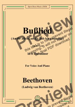 page one of Beethoven-Bußlied,Op.48 No.6,in b flat minor,for Voice and Piano