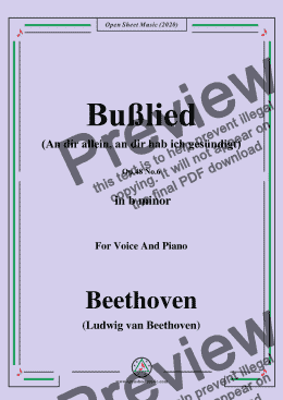 page one of Beethoven-Bußlied,Op.48 No.6,in b minor,for Voice and Piano