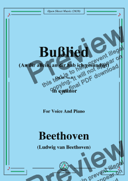 page one of Beethoven-Bußlied,Op.48 No.6,in c minor,for Voice and Piano