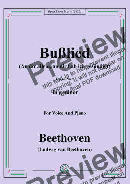 page one of Beethoven-Bußlied,Op.48 No.6,in g minor,for Voice and Piano