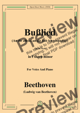 page one of Beethoven-Bußlied,Op.48 No.6,in f sharp minor,for Voice and Piano