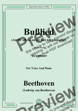 page one of Beethoven-Bußlied,Op.48 No.6,in e minor,for Voice and Piano