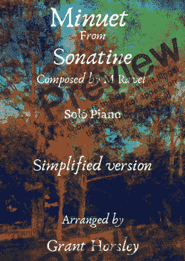 page one of "Minuet" from Sonatine-Ravel. Solo Piano Simplified version.