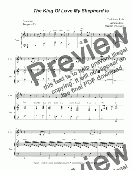 page one of The King Of Love My Shepherd Is (Tenor Saxophone and Piano)