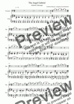 page one of The Angel Gabriel for Trombone and Piano