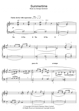 page one of Summertime (Easy Piano)