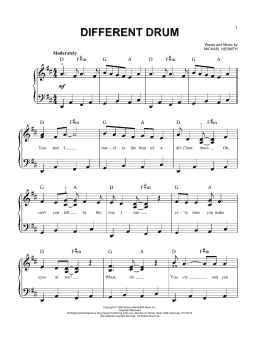 page one of Different Drum (feat. Linda Rondstadt) (Easy Piano)