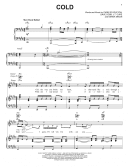 page one of Cold (Piano, Vocal & Guitar Chords (Right-Hand Melody))