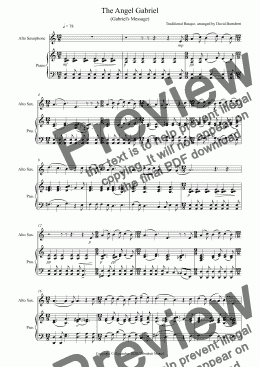 page one of The Angel Gabriel for Alto Saxophone and Piano