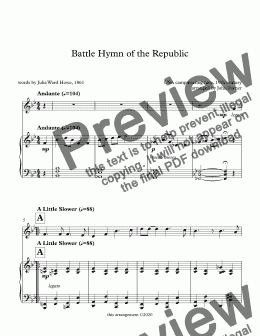 page one of Battle Hymn of the Republic