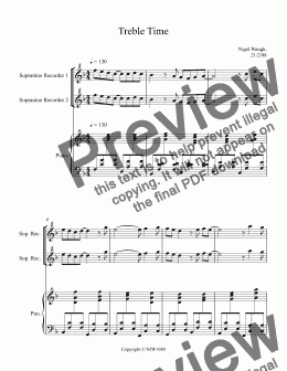 page one of Recorder: Treble Time