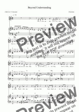 page one of Beyond Understanding (children’s choir and/or SA choral for Harvest Festival)