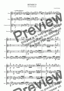 page one of "RITMICO" Original Concert Piece for Wind Quartet