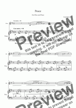 page one of "Peace" for Oboe and Piano