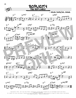 page one of Boplicity (Be Bop Lives) (Real Book – Melody & Chords)