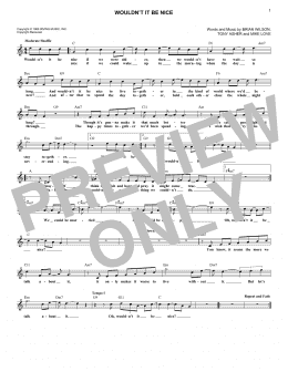 page one of Wouldn't It Be Nice (Lead Sheet / Fake Book)