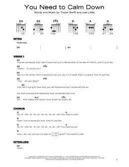 page one of You Need To Calm Down (Really Easy Guitar)