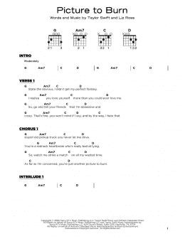 page one of Picture To Burn (Really Easy Guitar)