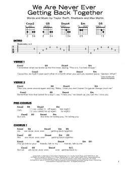 page one of We Are Never Ever Getting Back Together (Really Easy Guitar)