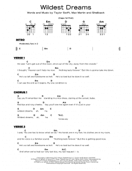 page one of Wildest Dreams (Really Easy Guitar)