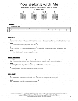 page one of You Belong With Me (Really Easy Guitar)