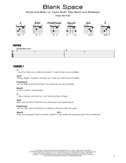 page one of Blank Space (Really Easy Guitar)