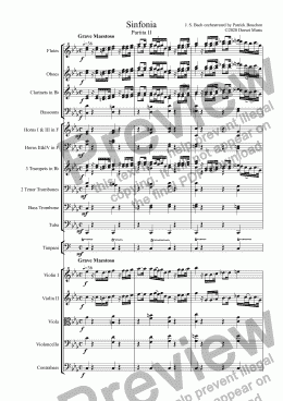 page one of J.S.Bach Sinfonia (Partita II) for Orchestra