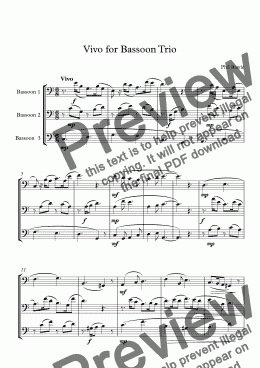 page one of Vivo for Bassoon Trio