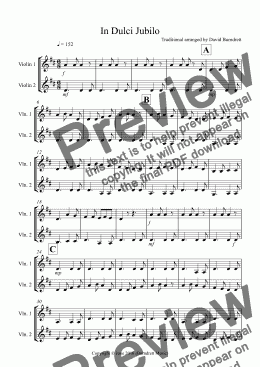 page one of In Dulci Jubilo for Violin Duet