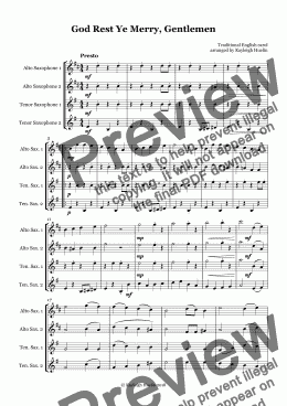 page one of God Rest Ye Merry, Gentlemen (AATT saxophone quartet)