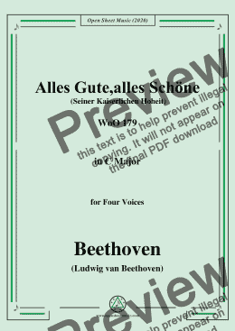 page one of Beethoven-Alles Gute,alles Schöne(Seiner Kaiserlichen Hoheit),WoO 179,in C Major,for Four Voices