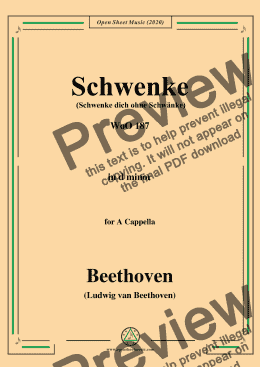 page one of Beethoven-Schwenke(Schwenke dich ohne Schwänke),WoO 187,in d minor,for A Cappella