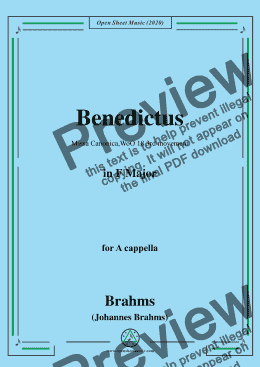 page one of Brahms-Missa Canonica,WoO 18 3rd movement(Benedictus),in F Major,for A cappella