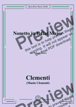 page one of Clementi-Nonetto in E flat Major,for String Quartet