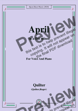 page one of Quilter-April in a flat minor,for Voice and Piano