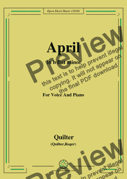 page one of Quilter-April in b flat minor,for Voice and Piano