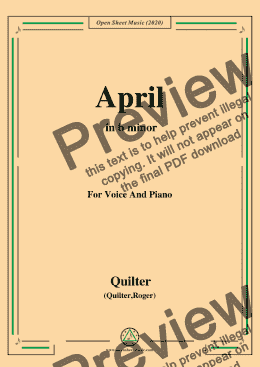 page one of Quilter-April in b minor,for Voice and Piano