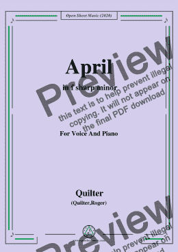 page one of Quilter-April in f sharp minor,for Voice and Piano