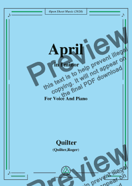 page one of Quilter-April in f minor,for Voice and Piano